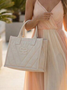 NWT $320 SANDRO Kabash tote bag ecru / white